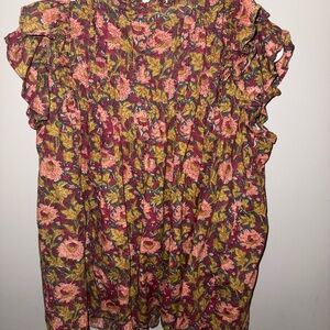 Floral Ruffle Sleeve Top